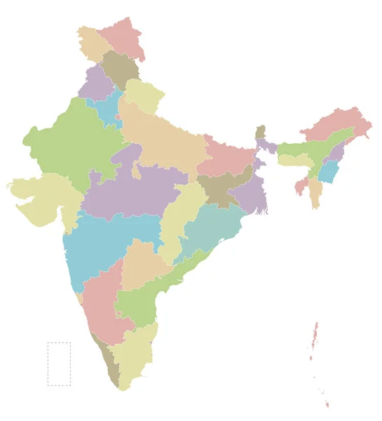 Vector Blank Map India States Territories Administrative Divisions Editable Clearly — Stockvector