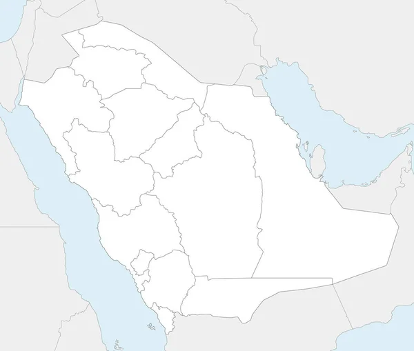 Wektorowa Czysta Mapa Arabii Saudyjskiej Prowincjami Podziałami Administracyjnymi Oraz Krajami — Wektor stockowy
