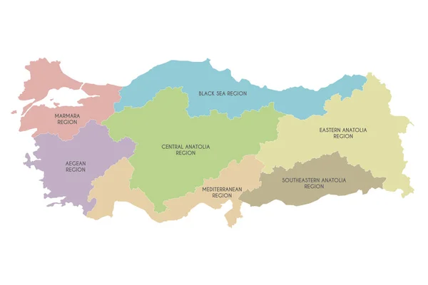 Mapa Vetorial Turquia Com Regiões Divisões Geográficas Camadas Editáveis Claramente — Vetor de Stock