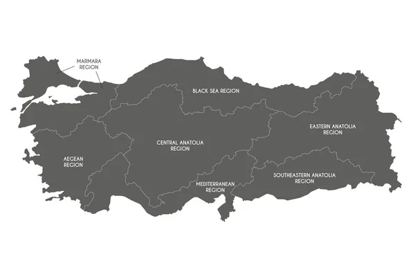 Mapa Vetorial Turquia Com Regiões Divisões Geográficas Camadas Editáveis Claramente — Vetor de Stock