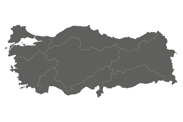 Mapa Branco Vetorial Turquia Com Regiões Divisões Geográficas Camadas Editáveis — Vetor de Stock