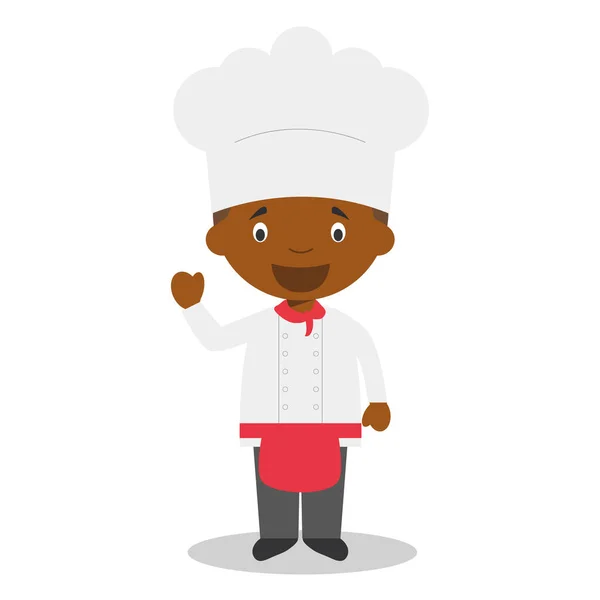 Cute Cartoon Vector Illustration Black African American Male Chef — Stock Vector