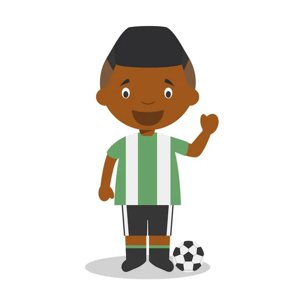 Χαριτωμένο Εικονογράφηση Φορέα Κινουμένων Σχεδίων Ενός Μαύρου Αφροαμερικανού Ποδοσφαιριστή — Διανυσματικό Αρχείο