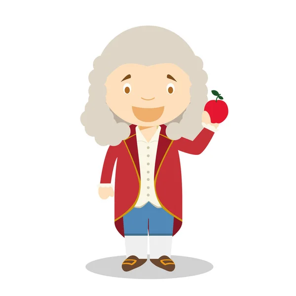 Isaac Newton Personaje Dibujos Animados Ilustración Vectorial Colección Historia Los — Vector de stock
