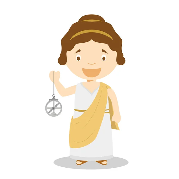 Hypatia Dari Alexandria Karakter Kartun Vector Illustration Koleksi Sejarah Anak - Stok Vektor