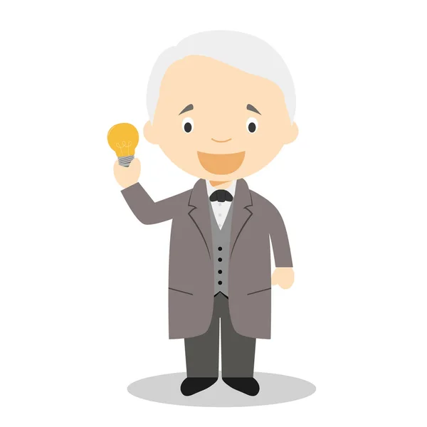 Thomas Alva Edison Χαρακτήρα Κινουμένων Σχεδίων Εικονογράφηση Διανύσματος Συλλογή Παιδικής — Διανυσματικό Αρχείο