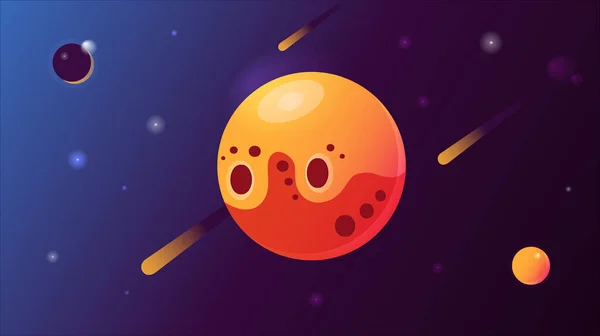 Planeta Espacio Cielo Estrellado Cometas Voladores Ilustración Vectorial — Vector de stock