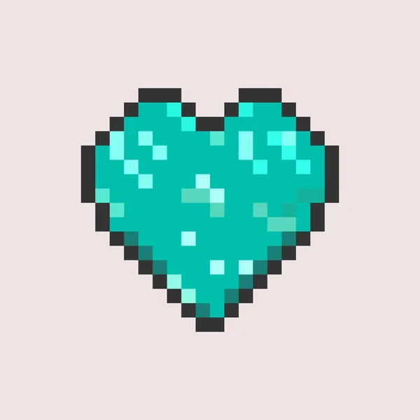 Pixel Heart Main Blue Color Ilustracja Wektora Pixelart — Wektor stockowy