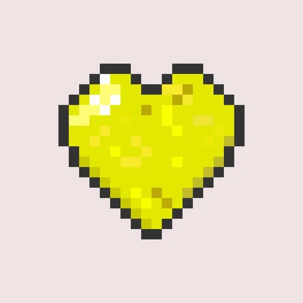 Pixel Heart Main Жовтий Колір Pixelart Векторні Ілюстрації — стоковий вектор