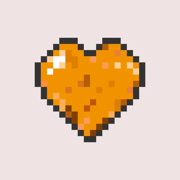 Pixel Heart Main Orange Color Ilustracja Wektora Pixelart — Wektor stockowy