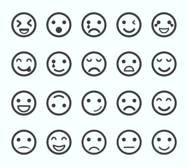 Düz Emojis Paketi, izole vektör kümesi