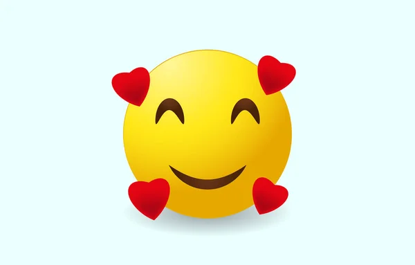 Happy Emoji Hearts Vector Set — Stockový vektor