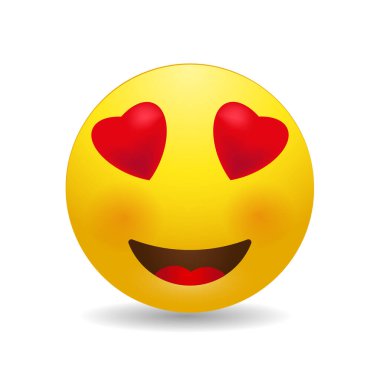 Gülen yüzler, mutlu gözler, 3 boyutlu stilize vektör.