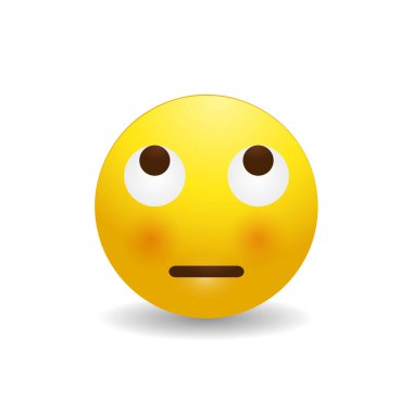 3D Stilize Smiley Gülümsemeli, Düşünen Emoji