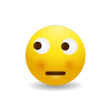 3D Stilize Smiley Gülümsemeli, Düşünen Emoji