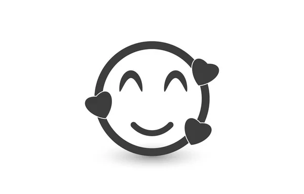 Gelukkige Emoji Met Hartjes Plat Icoon — Stockvector