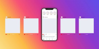 Instagram atlıkarınca ya da slayt sayfası arayüz vektör modellemesi