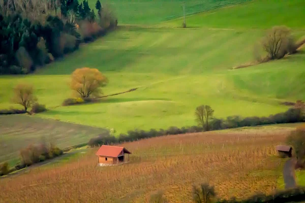 秋にドイツの農地とブドウ園 — ストック写真