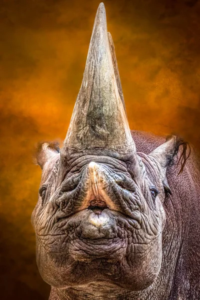 Porträt Eines Nashorns Beim Küssen — Stockfoto