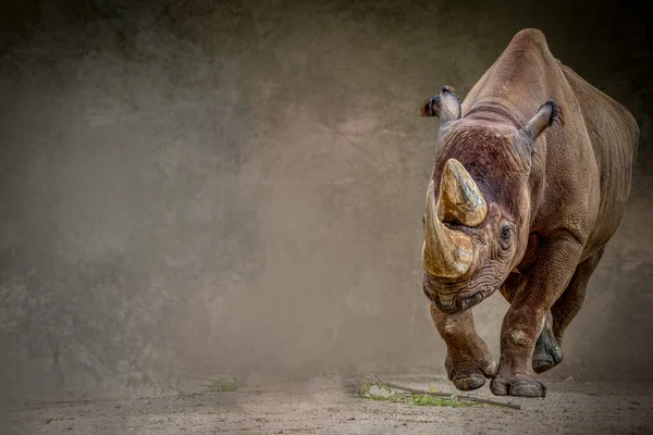 Rhinocéros Debout Sur Fond Vert — Photo