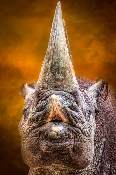 Portrait Rhinocéros Embrassant Dans Les Airs — Photo