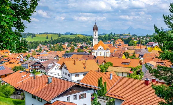 Uitzicht Kerk Saint Andreas Nesselwang Beieren Duitsland — Stockfoto