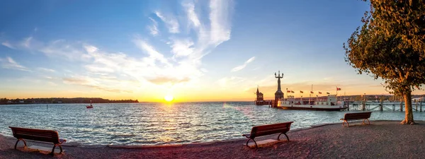 Solnedgång Vid Konstanz Bodensjön Tyskland — Stockfoto