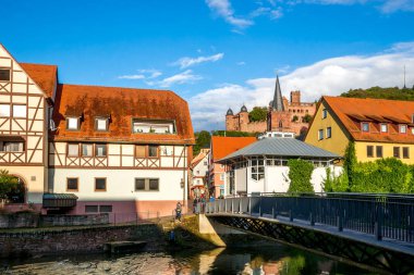 Tarihsel şehir Wertheim, Tauber Vadisi, Bavyera, Almanya 
