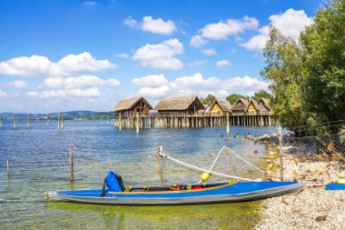 Pfahlbauten, Unteruhldingen, Baden Wuerttemberg, Almanya 