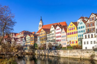 Neckarfront, Tuebingen, Baden Wuerttemberg, Almanya 