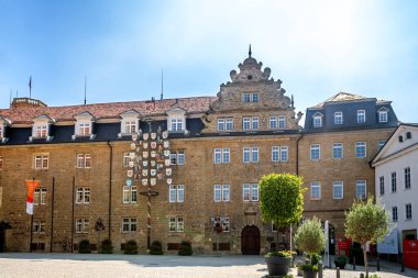 Castle, Market in Oehringen, Baden Wuerttemberg, Almanya 