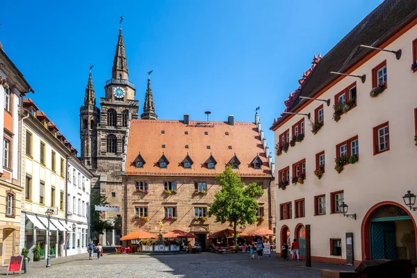 Historisch Stadhuis Kerk Ansbach Beieren Duitsland — Stockfoto