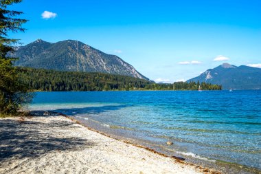 Walchensee Panoraması, Kochel, Bavyera, Almanya 