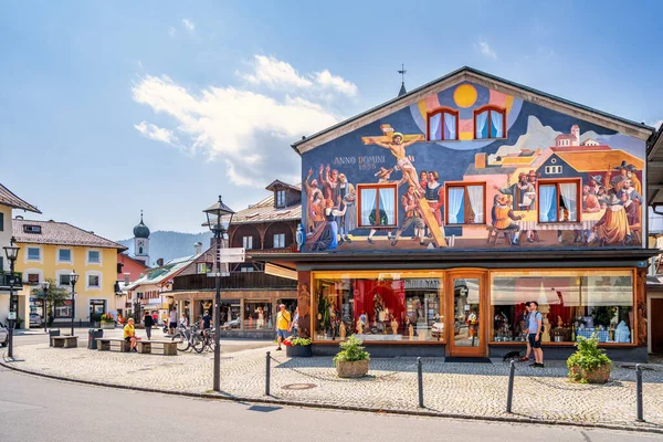 Tarihi şehir Oberammergau, Bavyera, Almanya 