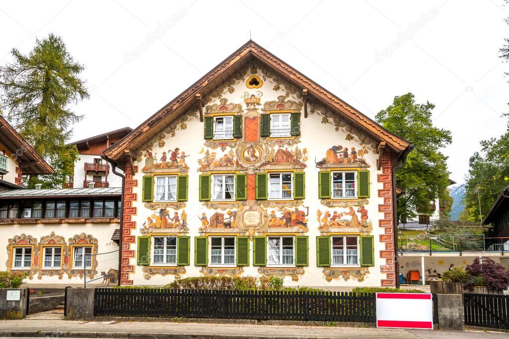 Historical city of Oberammergau, Bavaria, Germany 