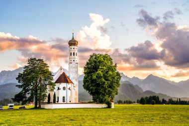 Schwangau 'daki Saint Coloman Kilisesi, Bavyera, Almanya 