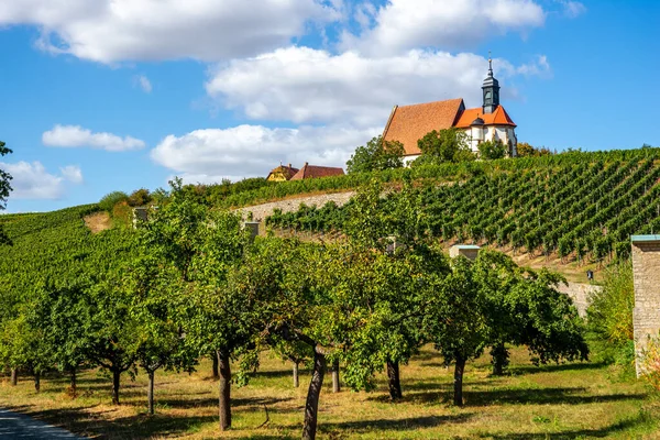 Zabytkowy Kościół Winnicach Volkach Niemcy — Zdjęcie stockowe