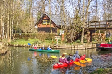 Spreewald Luebbenau yakınlarında, Brandenburg, Almanya 