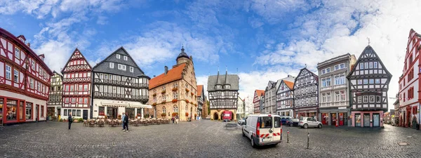 Alsfeld Markt Kyrkan Rådhuset Tyskland — Stockfoto