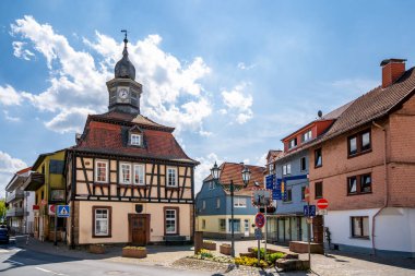 Tarihsel şehir Bad Soden-Salmuenster, Hessen, Almanya 