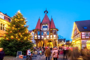Michelstadt, Odenwald, Hessen, Almanya 'da Noel Pazarı 