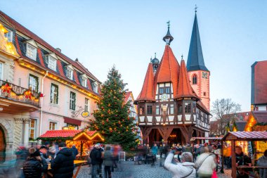 Michelstadt, Odenwald, Hessen, Almanya 'da Noel Pazarı 