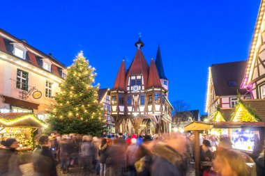 Michelstadt, Odenwald, Hessen, Almanya 'da Noel Pazarı 