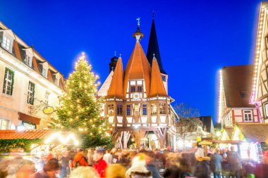 Michelstadt, Odenwald, Hessen, Almanya 'da Noel Pazarı 