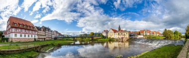 River panorama, Rotenburg an der Fulda, Hessen, Almanya 