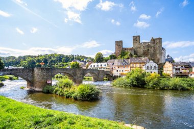 Tarihsel şehir Runkel, Lahn, Hessen, Almanya 