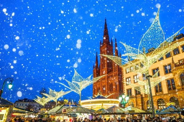 Vánoční Trh Wiesbaden Hesensko Německo — Stock fotografie
