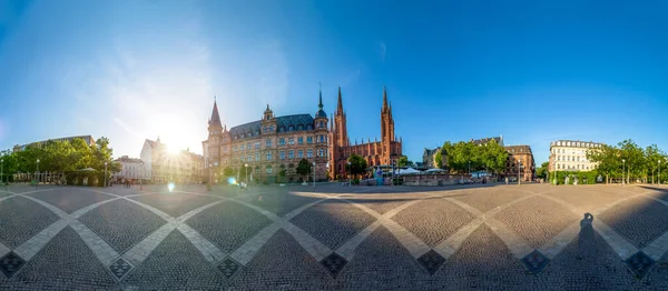 Kościół Rynku Wiesbaden Hesja Niemcy — Zdjęcie stockowe