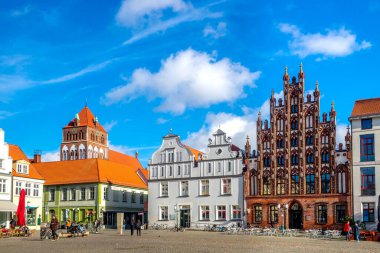 Almanya 'nın Greifswald şehrinde pazar yeri 