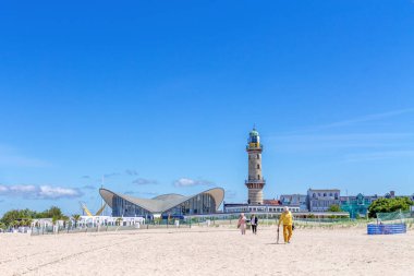 Warnemuende, Rostock, Mecklenburg Vorpommern, Almanya 'da Plaj 